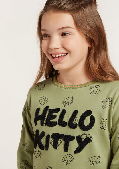 Sanrio All-Over Hello Kitty Print Dress with Long Sleeves