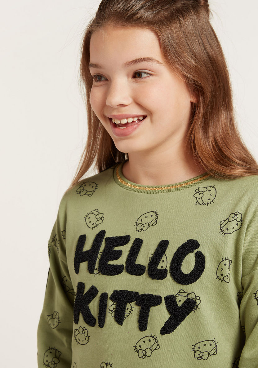 Sanrio All-Over Hello Kitty Print Dress with Long Sleeves-Dresses, Gowns & Frocks-image-1