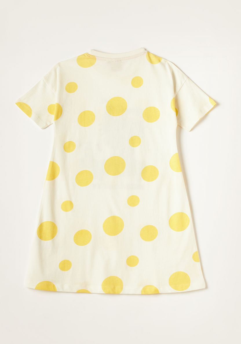 Sanrio Hello Kitty Print Dress with Round Neck and Short Sleeves-Dresses%2C Gowns and Frocks-image-3