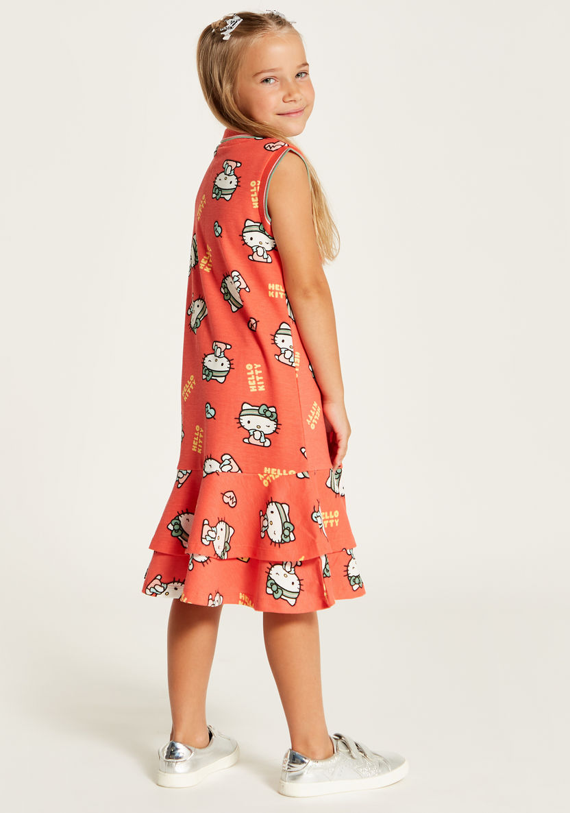 Sanrio Hello Kitty Sleeveless Drop Waist Dress with Button Closure-Dresses%2C Gowns and Frocks-image-3