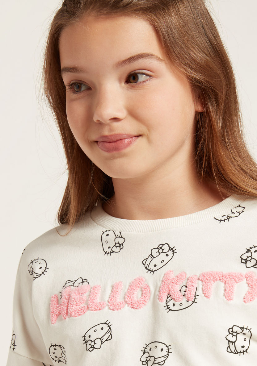Sanrio All-Over Hello Kitty Print Sweatshirt with Long Sleeves-Sweatshirts-image-2