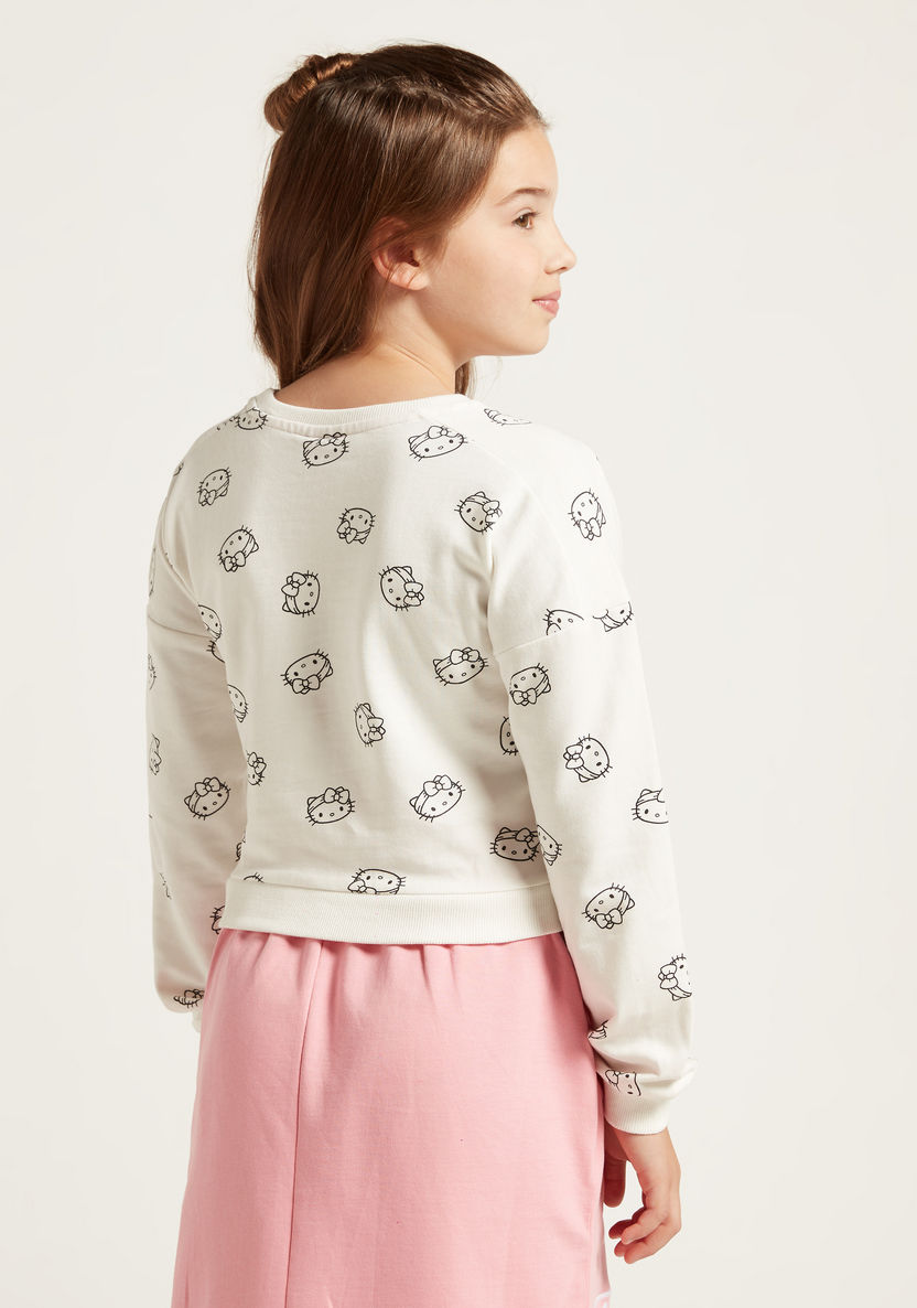 Sanrio All-Over Hello Kitty Print Sweatshirt with Long Sleeves-Sweatshirts-image-3