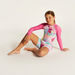 Barbie Print One-Piece Swimsuit with Long Sleeves and Zip Closure-Swimwear-thumbnail-0