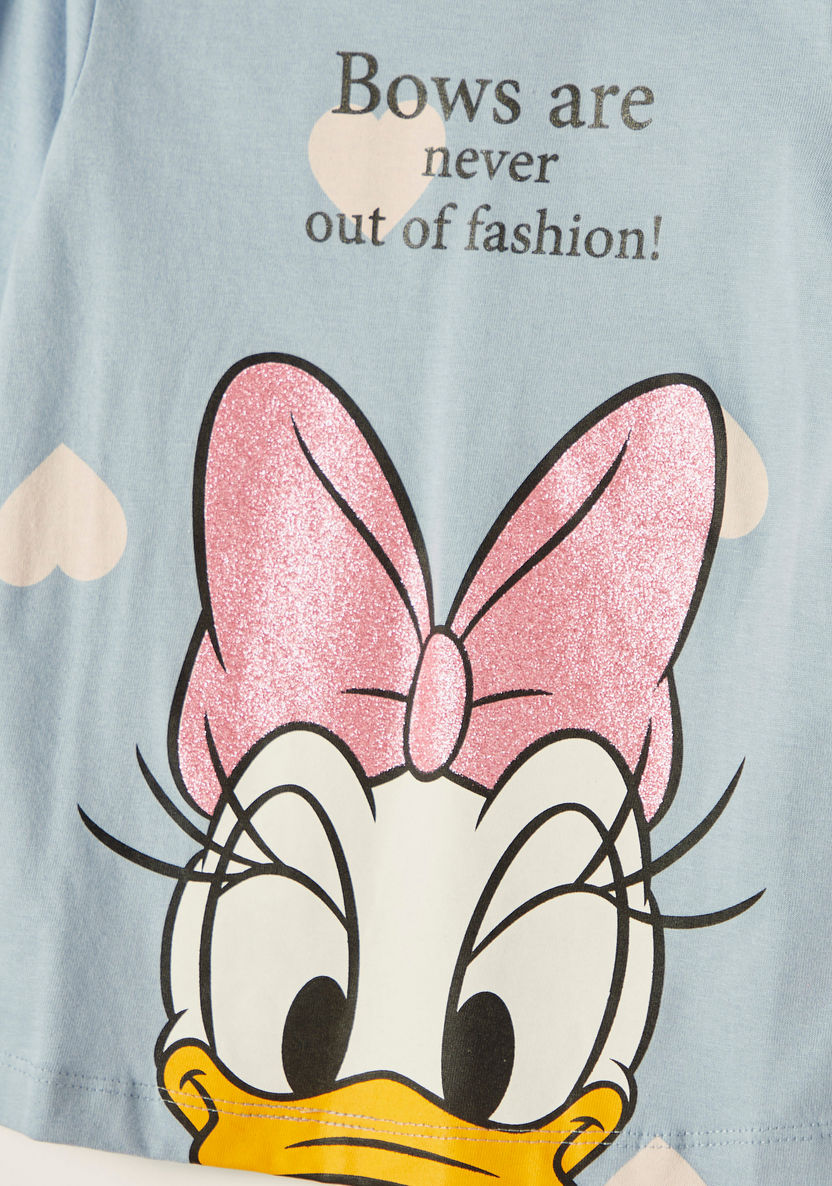 Disney Daisy Duck Print T-shirt with Round Neck and Long Sleeves-T Shirts-image-1