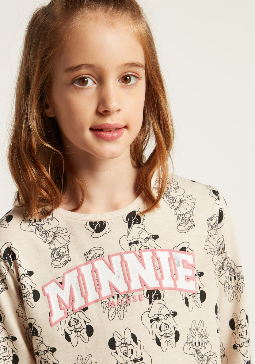 Disney All-Over Minnie Mouse Print T-shirt with Long Sleeves-T Shirts-image-2