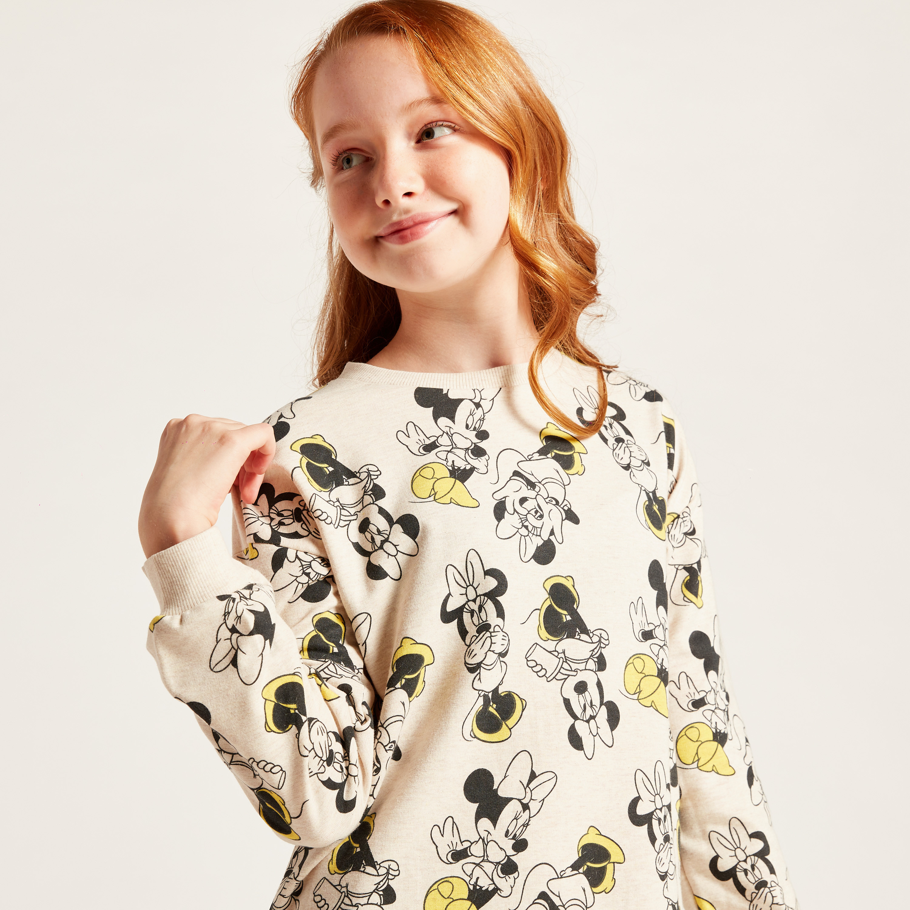 فستان بأكمام طويلة وطبعات ميني ماوس تزينه بالكامل من ديزني-girls-clothing-dressesandjumpsuits-image-3