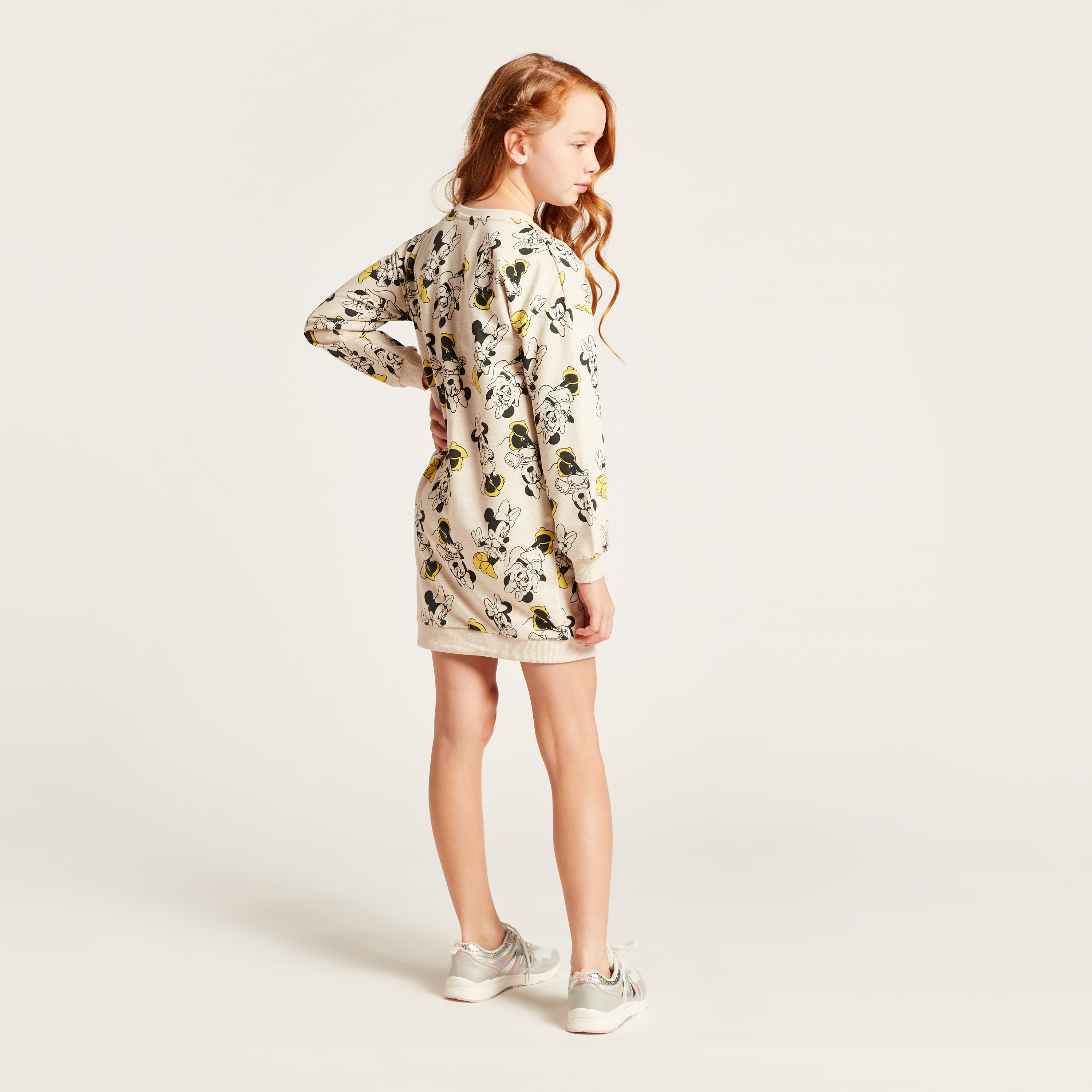 فستان بأكمام طويلة وطبعات ميني ماوس تزينه بالكامل من ديزني-girls-clothing-dressesandjumpsuits-image-4