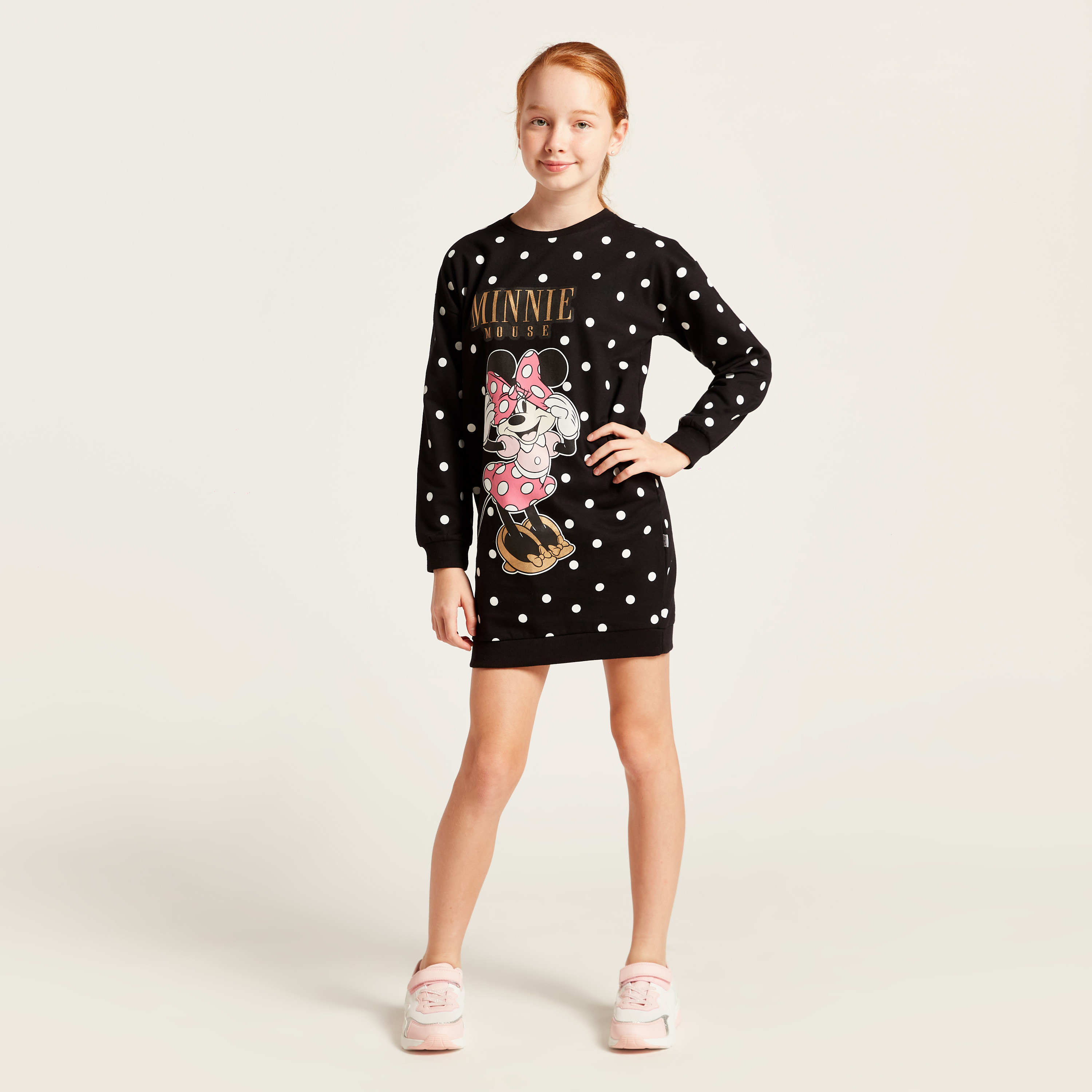 Disney Minnie Mouse Print Dress with Long Sleeves-girls-clothing-dressesandjumpsuits-image-1