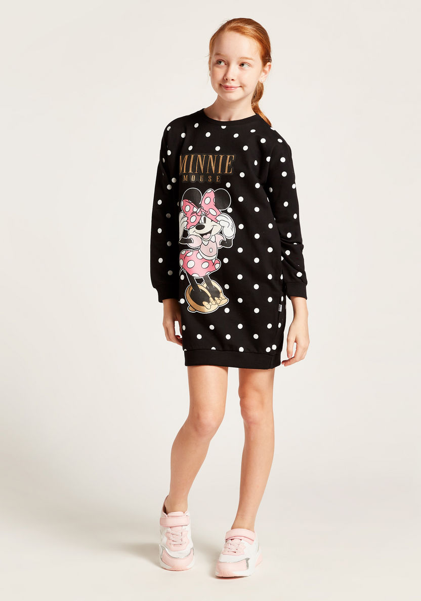 Disney Minnie Mouse Print Dress with Long Sleeves-Dresses, Gowns & Frocks-image-1