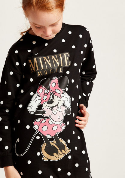 Disney Minnie Mouse Print Dress with Long Sleeves