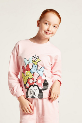 Disney Minnie Mouse Print Sweatshirt with Long Sleeves
