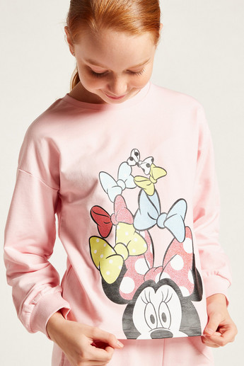 Disney Minnie Mouse Print Sweatshirt with Long Sleeves