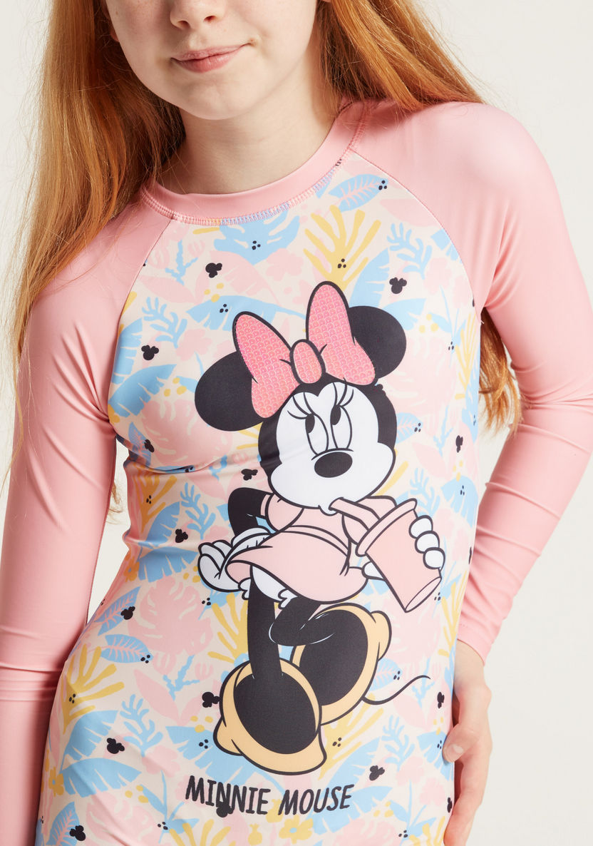 Minnie Mouse Printed Swimsuit with Raglan Sleeves-Swimwear-image-2