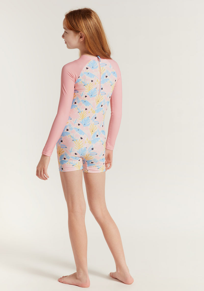 Minnie Mouse Printed Swimsuit with Raglan Sleeves-Swimwear-image-3