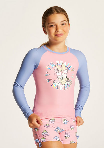 Disney Daffy Duck Print Rash Guard and Swim Shorts Set-Swimwear-image-1
