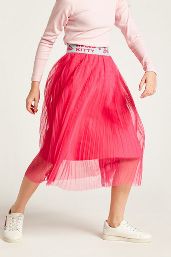 Sanrio Hello Kitty Pleated Midi Skirt with Elasticised Waistband