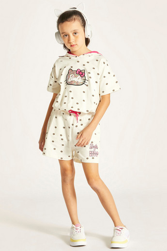 Sanrio Hello Kitty Print T-shirt and Shorts Set