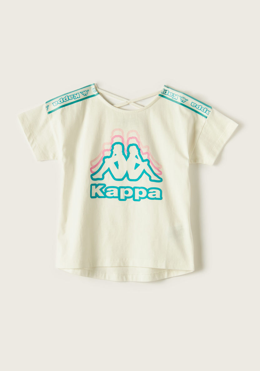 Kappa Logo Print Round Neck T-shirt with Short Sleeves-Tops-image-0