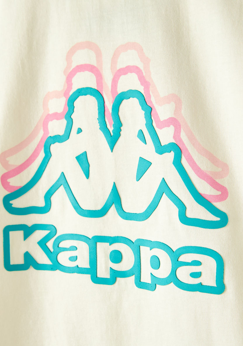 Kappa Logo Print Round Neck T-shirt with Short Sleeves-Tops-image-1