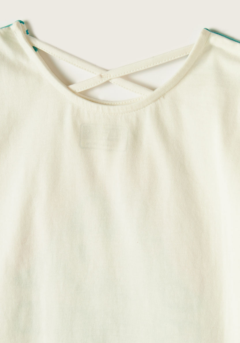 Kappa Logo Print Round Neck T-shirt with Short Sleeves-Tops-image-3
