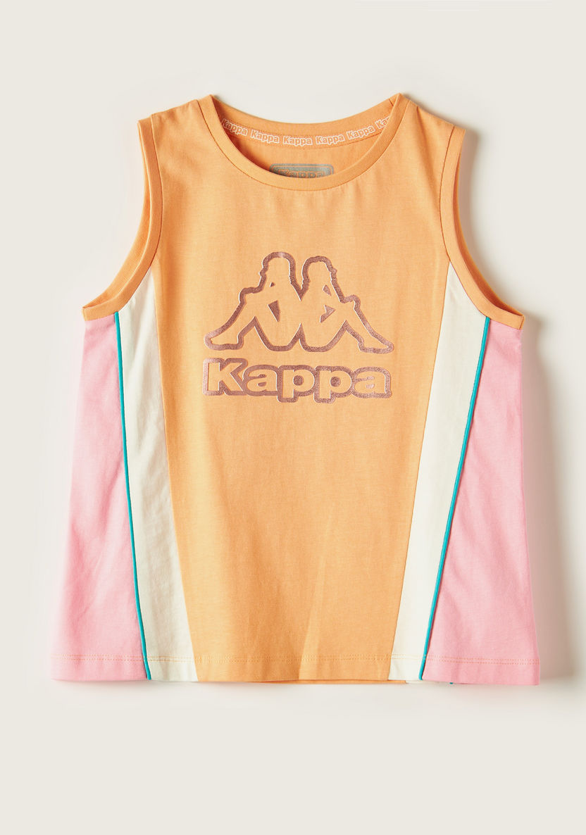 Kappa Printed Sleeveless T-shirt with Round Neck-T Shirts-image-0