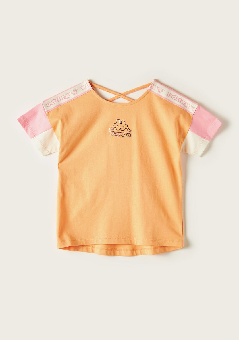 Kappa Logo Colourblock Crew Neck T-shirt with Short Sleeves-Tops-image-0