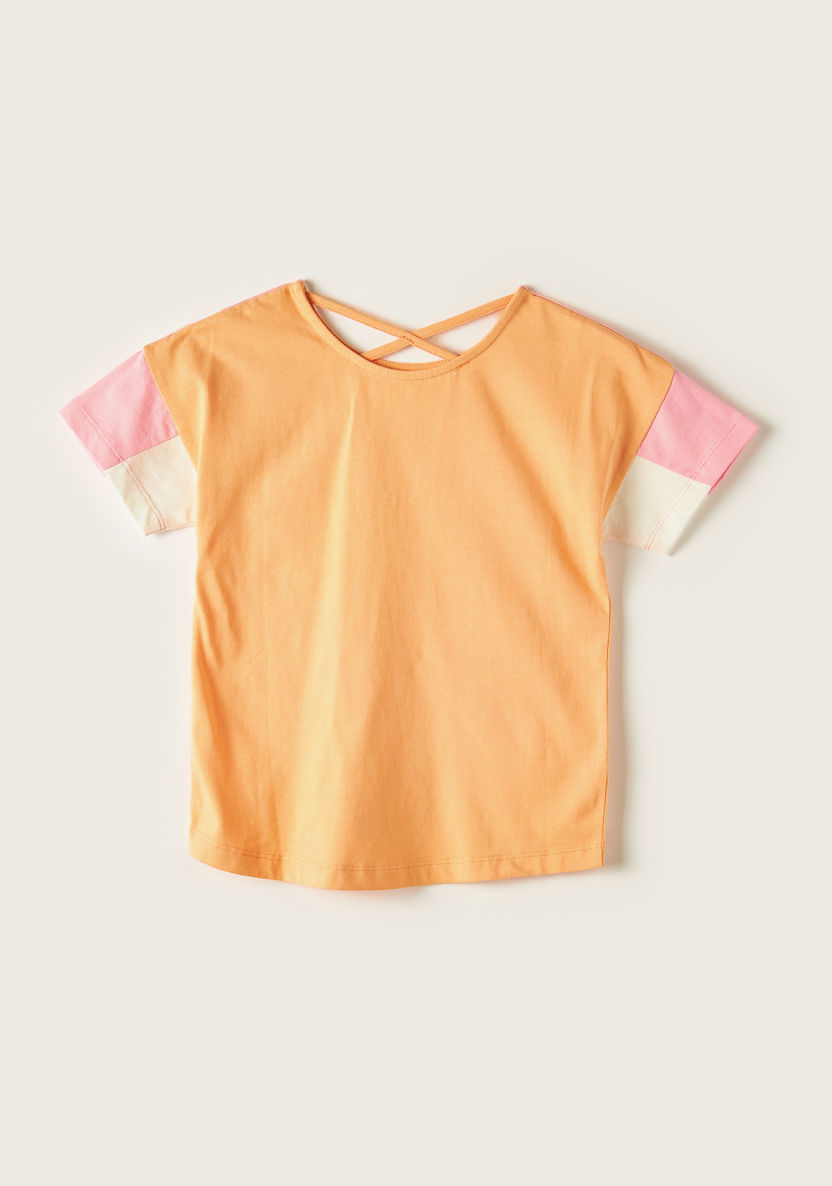 Kappa Logo Colourblock Crew Neck T-shirt with Short Sleeves-Tops-image-2
