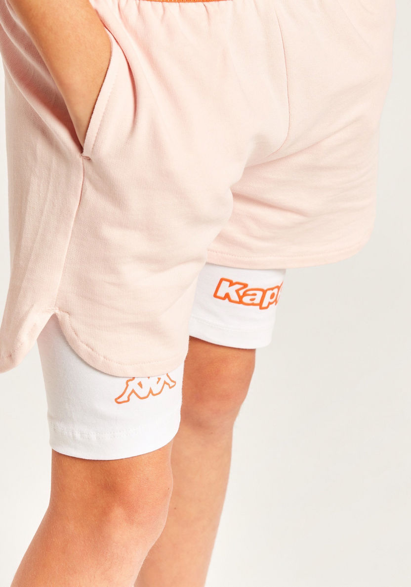 Kappa Logo Print Shorts with Elasticated Waistband and Pockets-Shorts-image-2