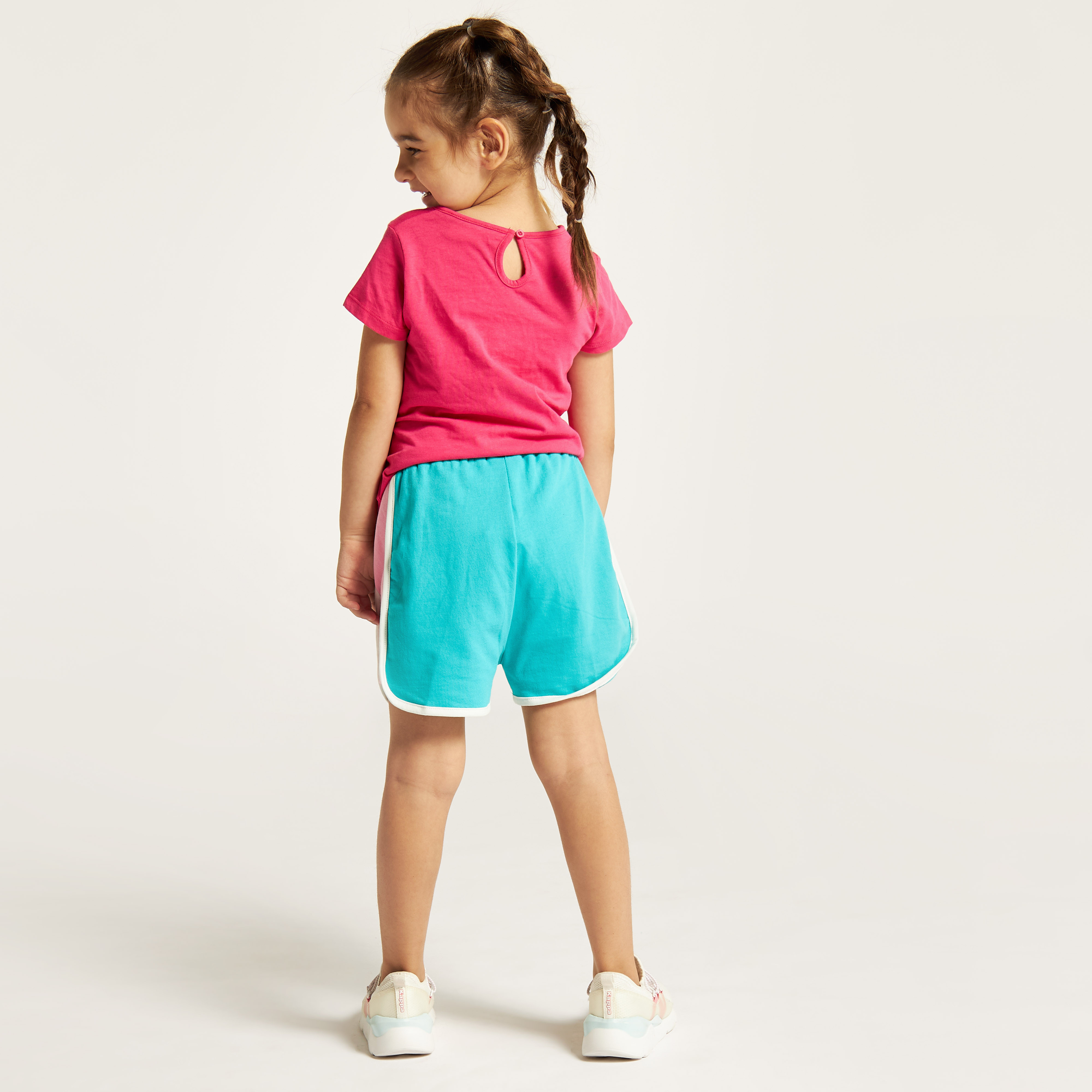 Kappa Logo Print Shorts with Drawstring Closure-girls-clothing-sportswear-bottoms-image-4