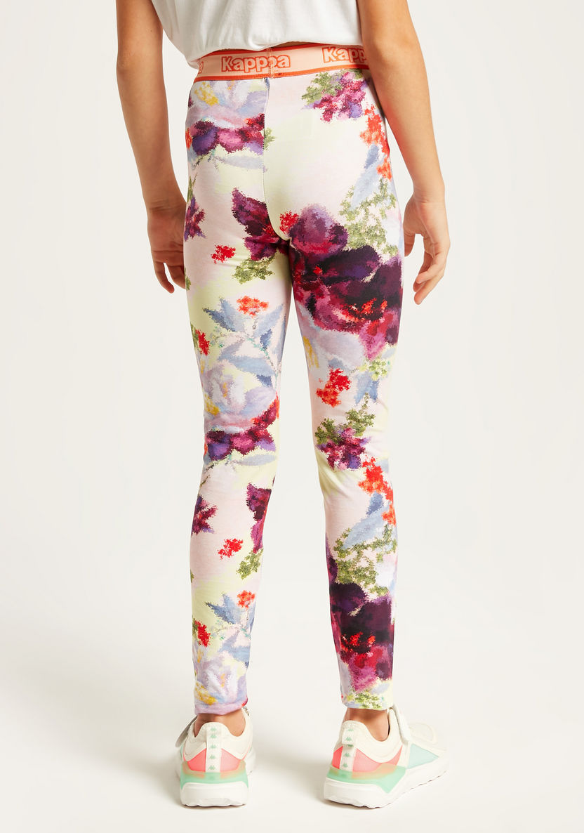 Kappa Floral Print Mid-Rise Leggings with Elasticated Waistband-Bottoms-image-3
