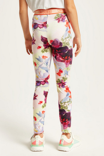 Kappa Floral Print Mid-Rise Leggings with Elasticated Waistband