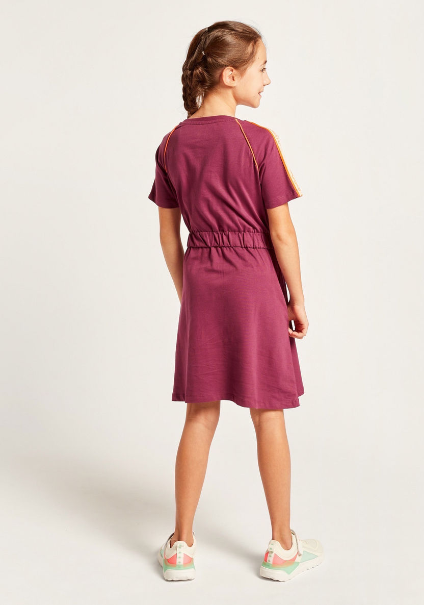 Kappa Logo Print Dress with Round Neck and Short Sleeves-Dresses%2C Gowns and Frocks-image-3