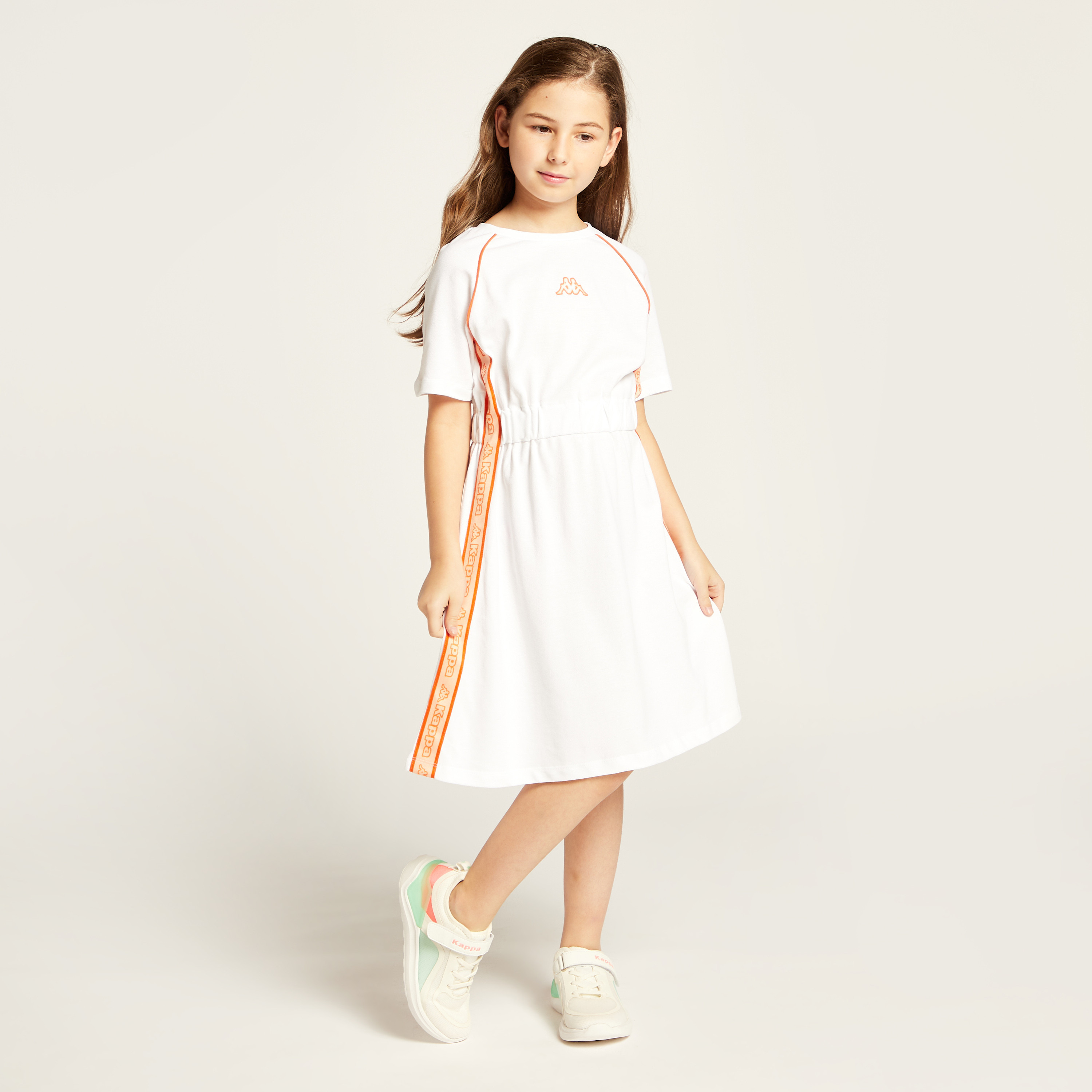 Kappa Tape Detail Dress with Short Sleeves-girls-clothing-sportswear-dresses-image-2