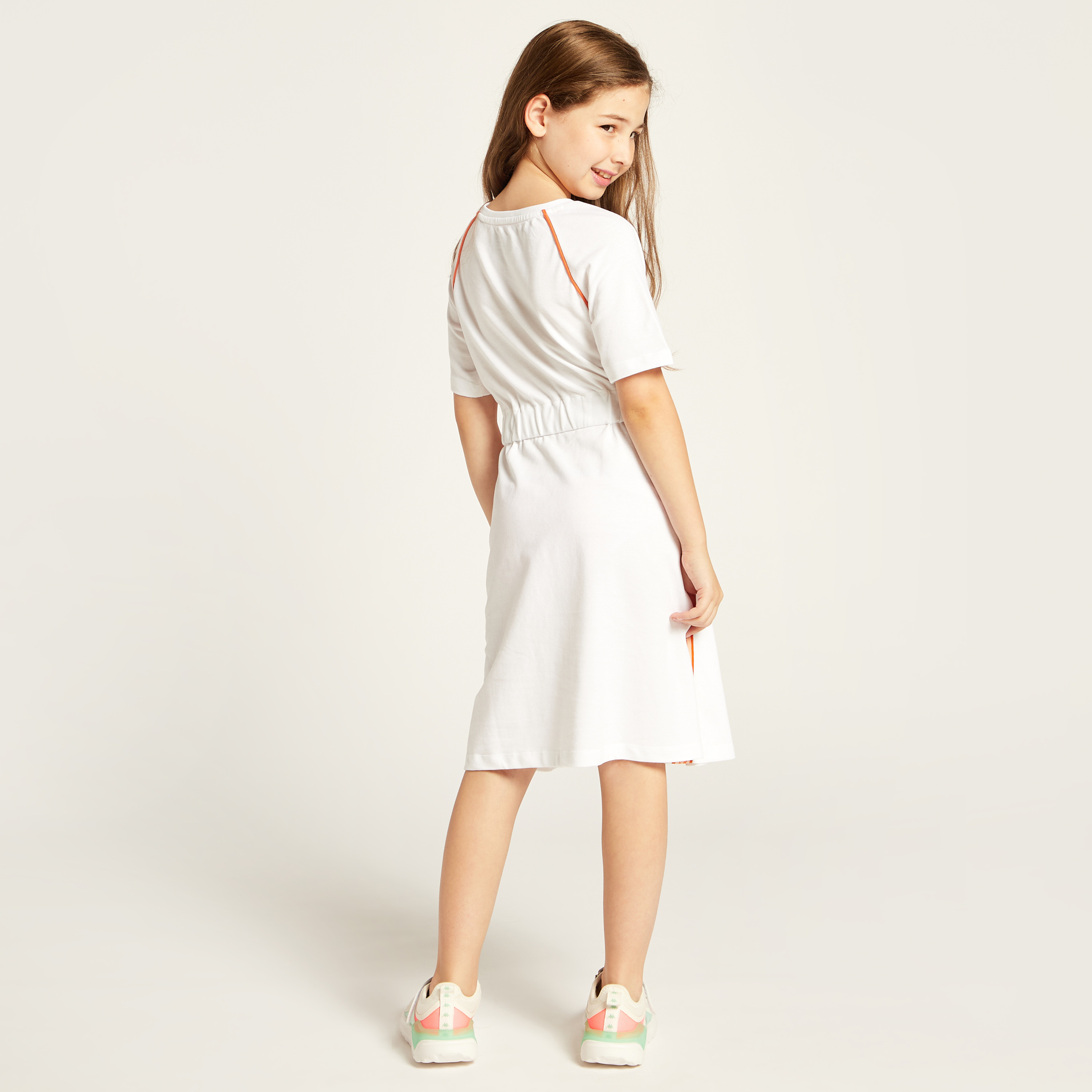 Kappa Tape Detail Dress with Short Sleeves-girls-clothing-sportswear-dresses-image-4