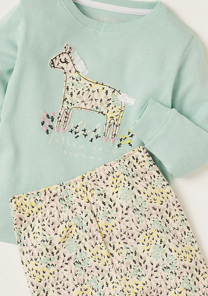 Juniors Applique Detail Sweatshirt and Printed Pyjama Set