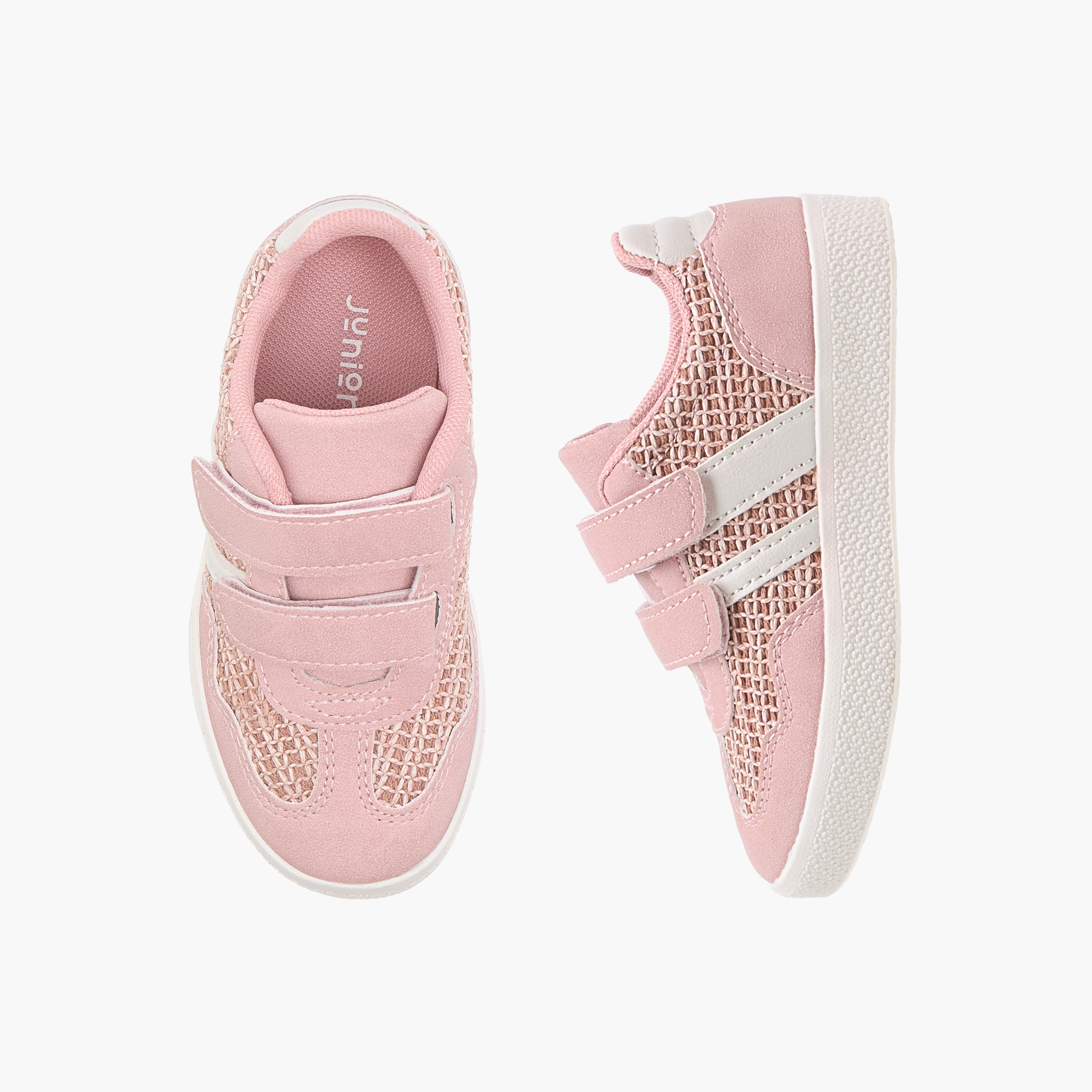 Juniors Panelled Sneakers with Hook and Loop Closure-girls-shoes-sneakers-image-1