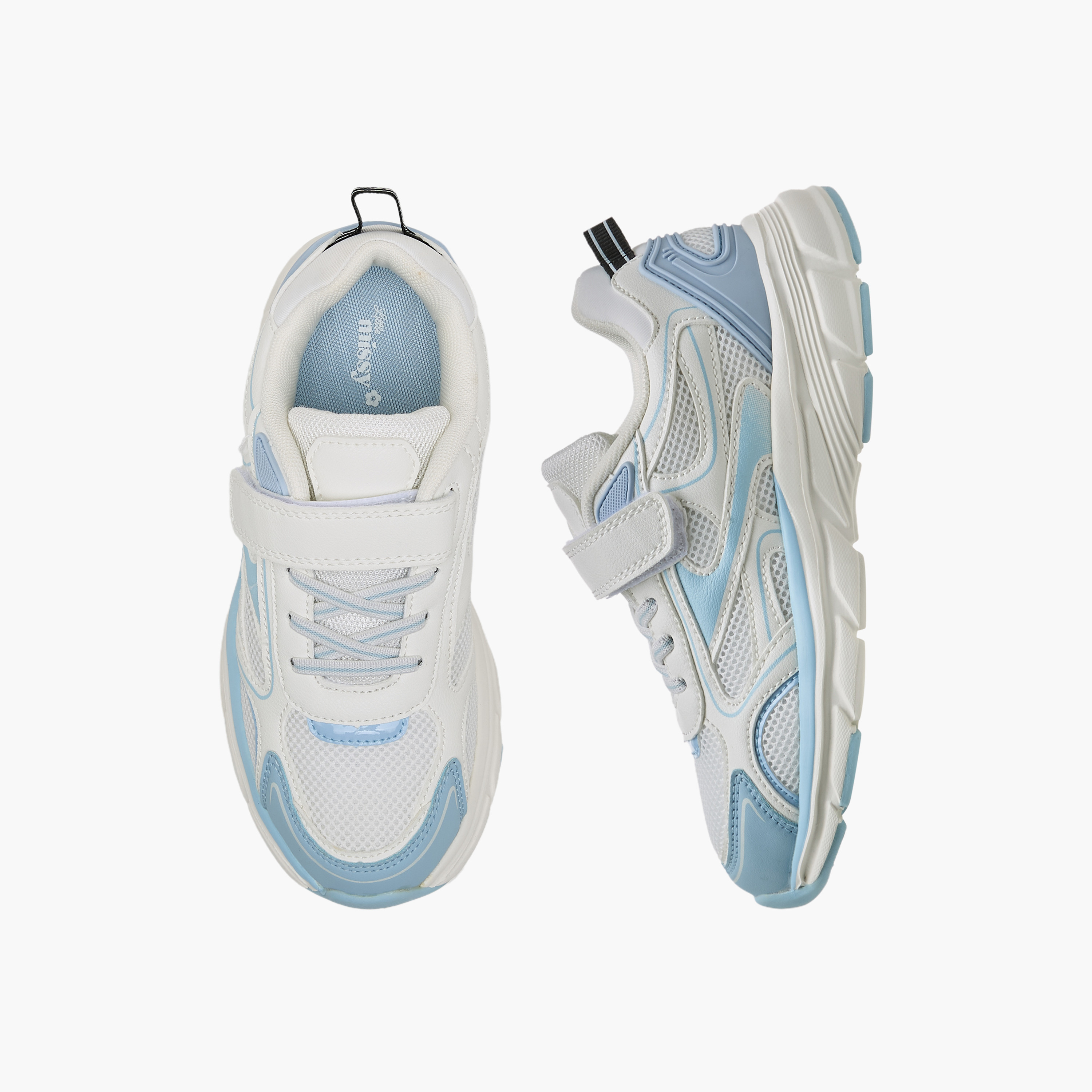 Little Missy Girls Panelled Hook & Loop Sneakers-girls-shoes-sneakers-image-1