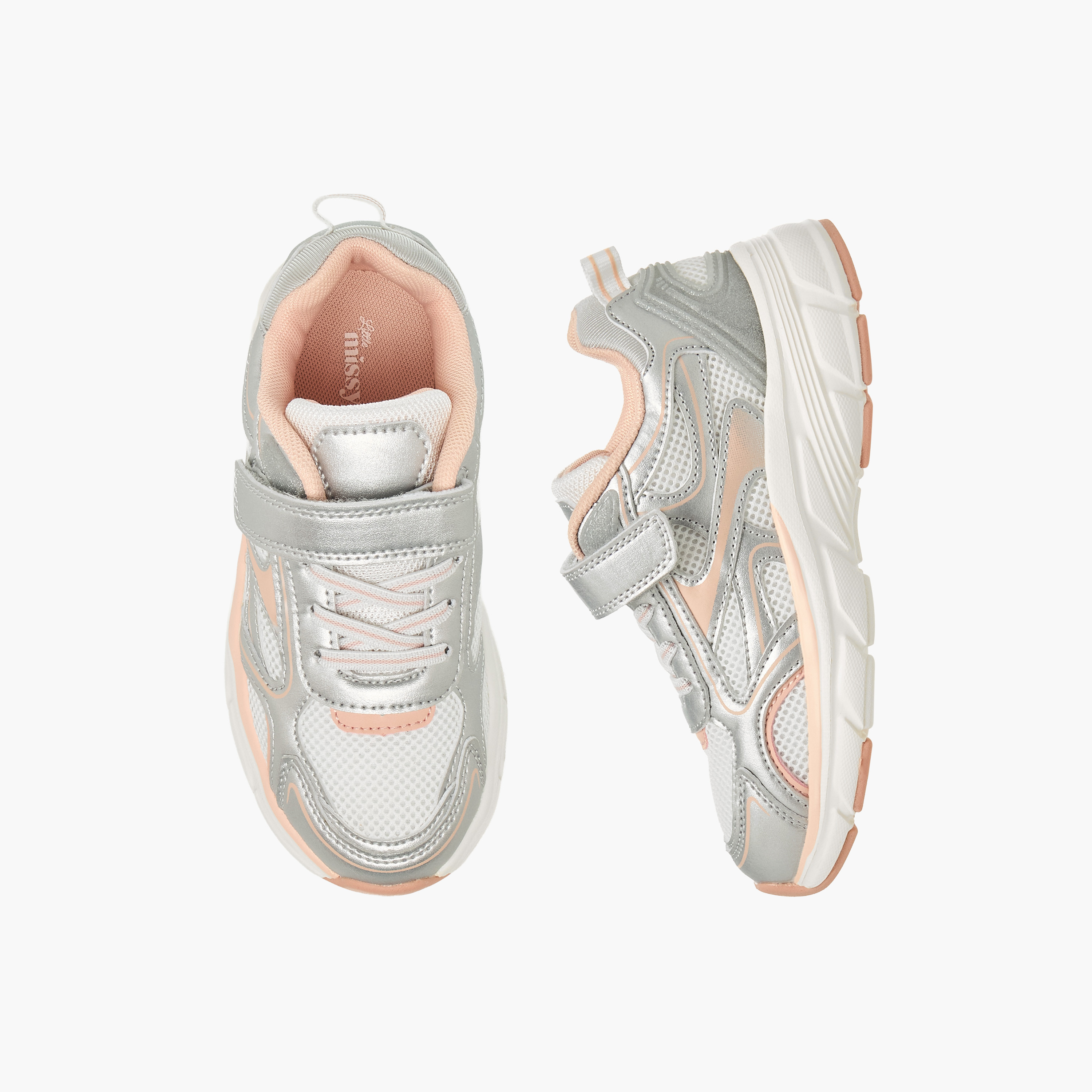 Little Missy Girls Panelled Hook & Loop Sneakers-girls-shoes-sneakers-image-1