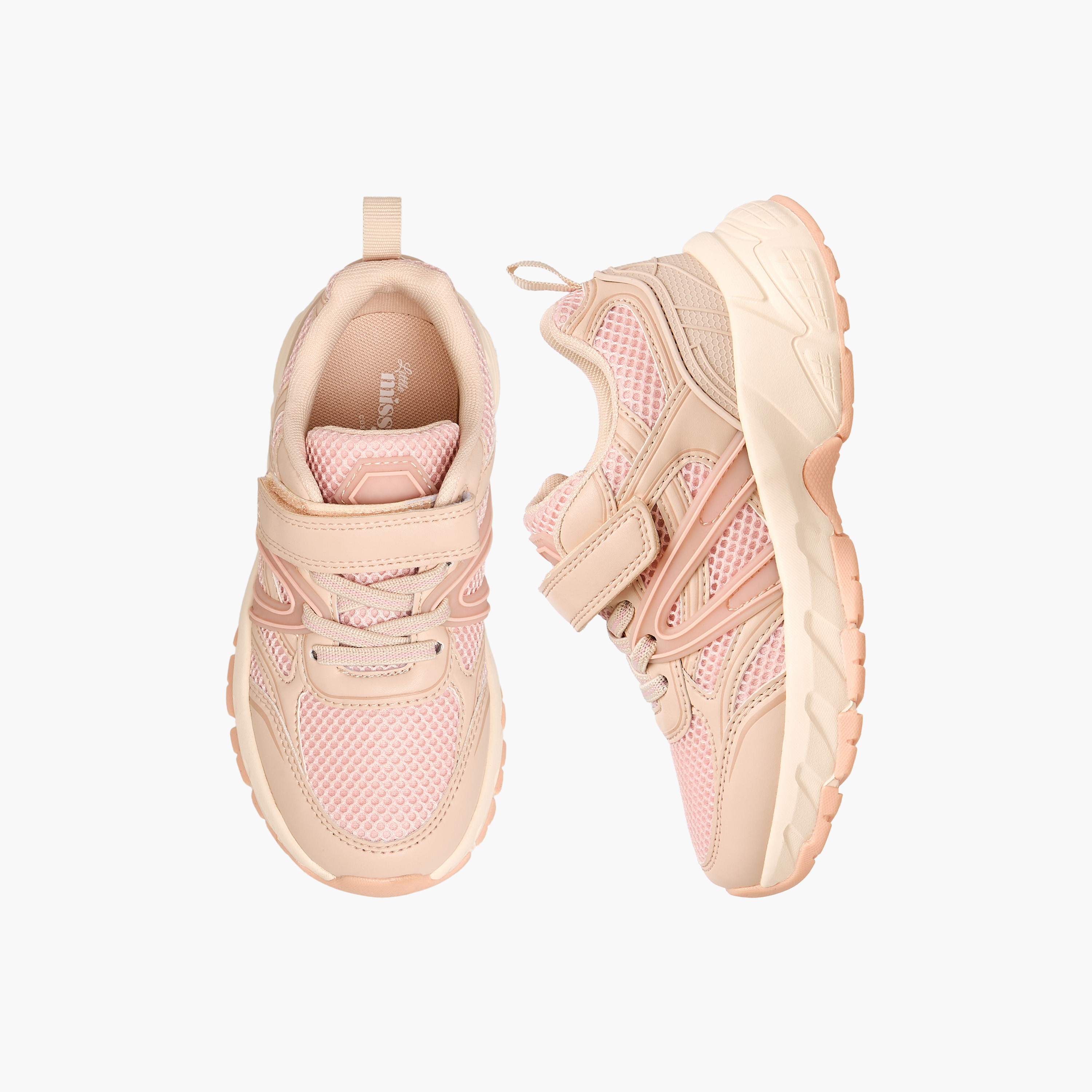 Little Missy Girls Mesh Panelled Hook & Loop Sneakers-girls-shoes-sneakers-image-1