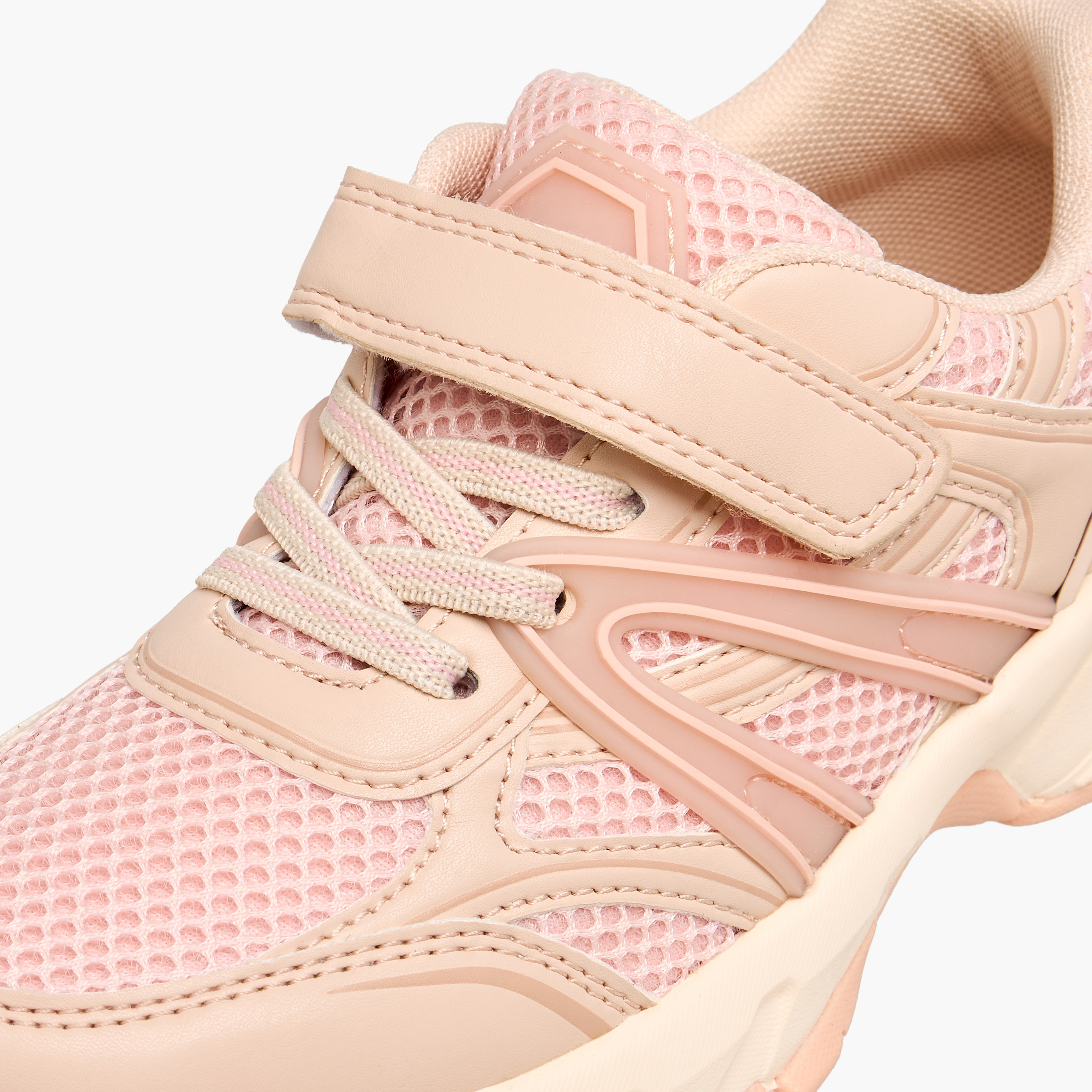 Little Missy Girls Mesh Panelled Hook & Loop Sneakers-girls-shoes-sneakers-image-4