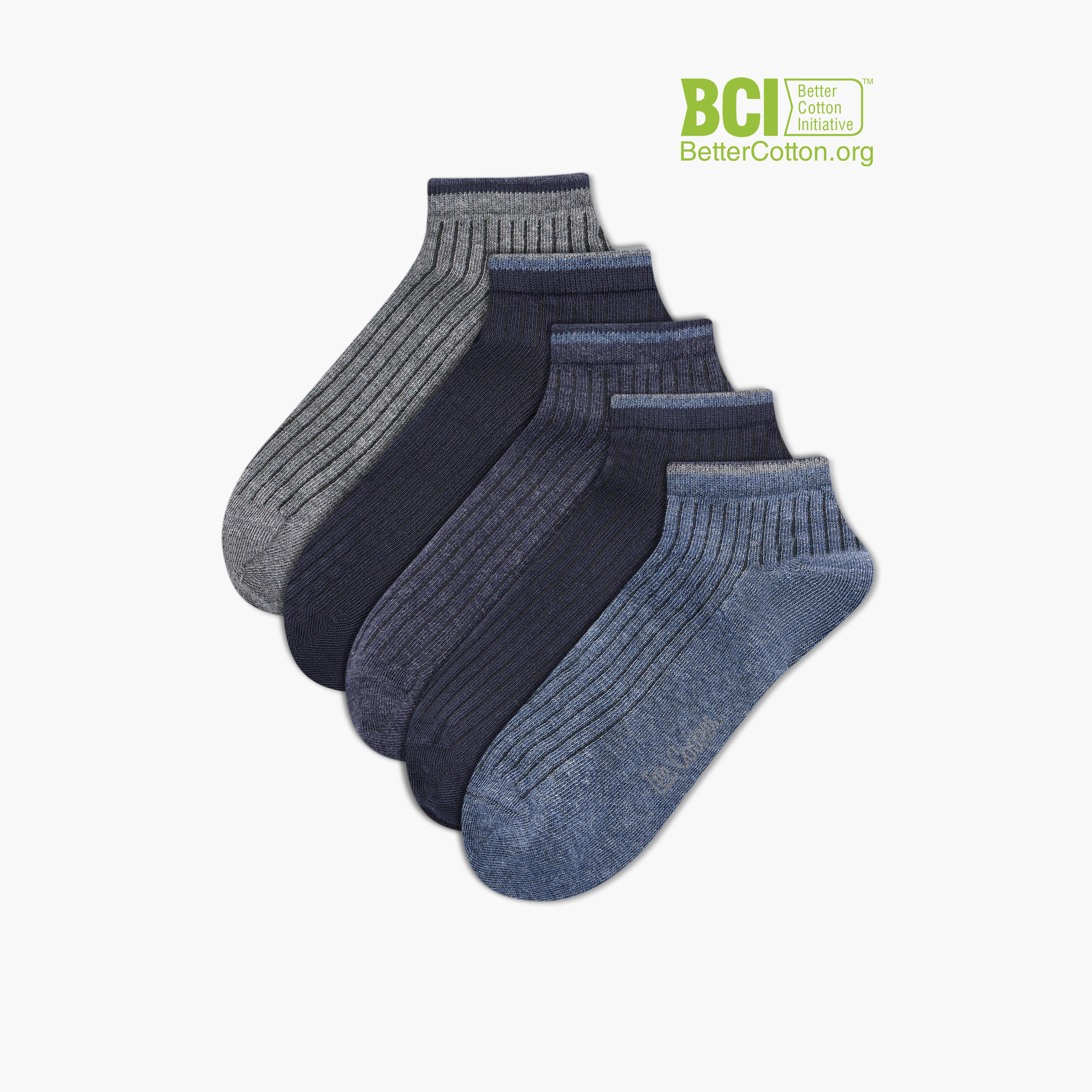 Lee Cooper Textured Ankle Length Socks - Set of 5-men-socks-image-1