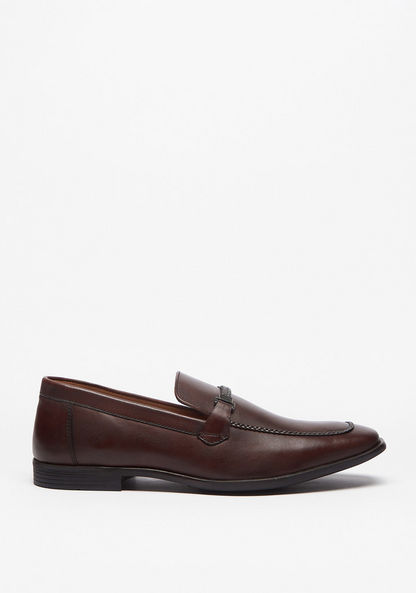 Duchini Men's Textured Slip-On Loafers with Accent-Loafers-image-0