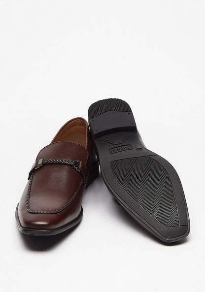 Duchini Men's Textured Slip-On Loafers with Accent-Loafers-image-1