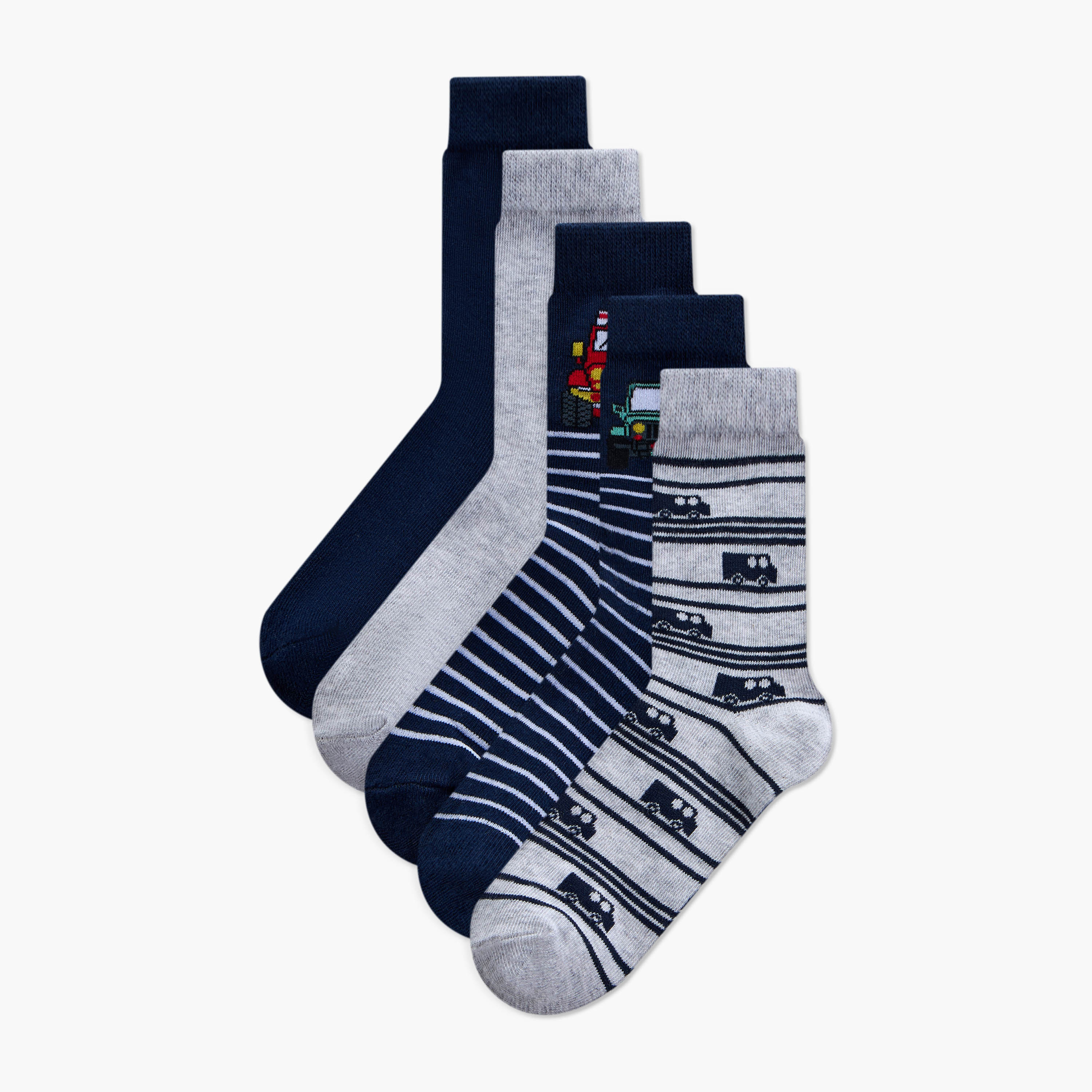 Juniors Boys Assorted Crew Length Socks - Set of 5-boys-accessories-socks-image-1