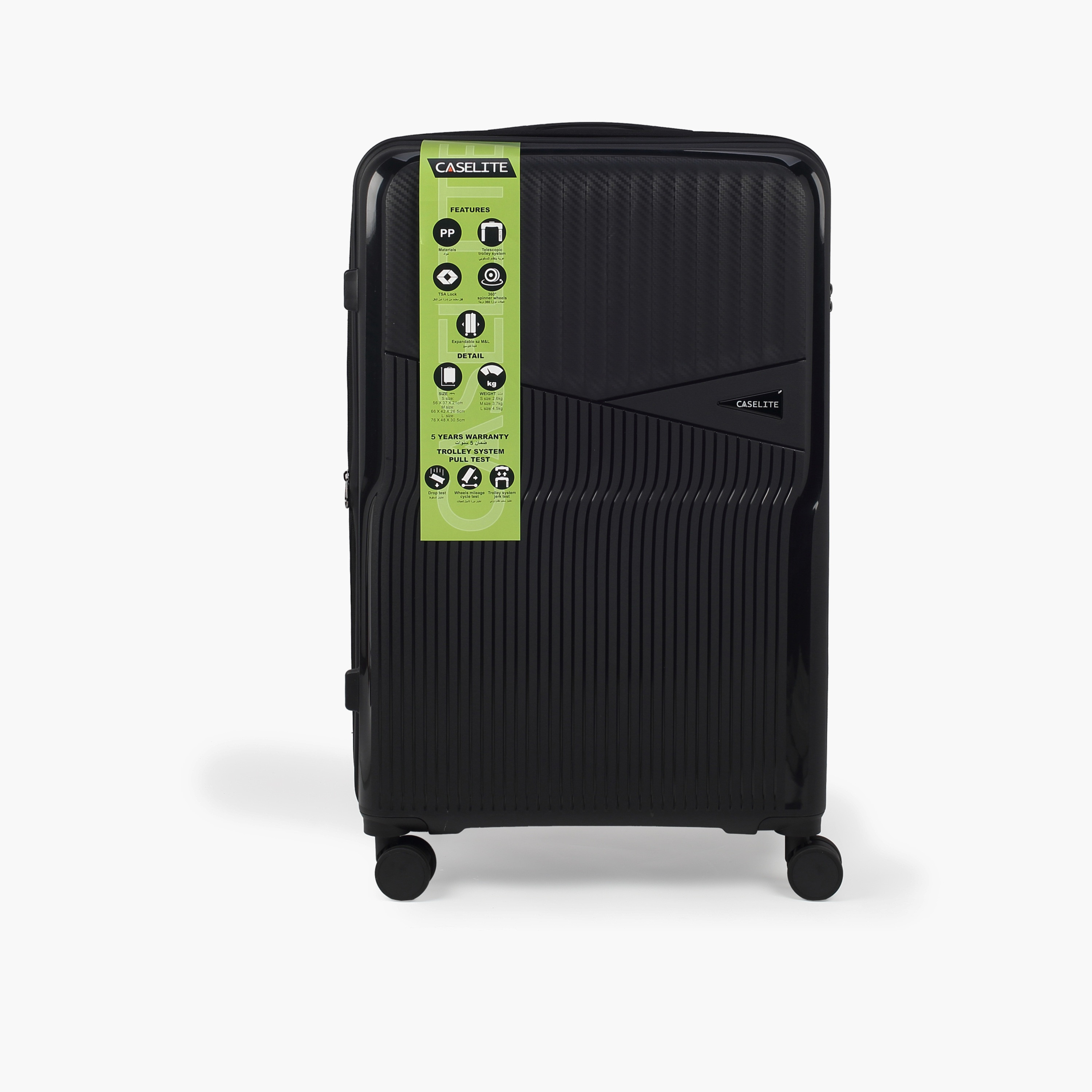 Caselite Textured Hardcase Luggage Trolley with Retractable Handle - 28 inches Check-In Bag-travel-luggagesandbags-luggage-image-3