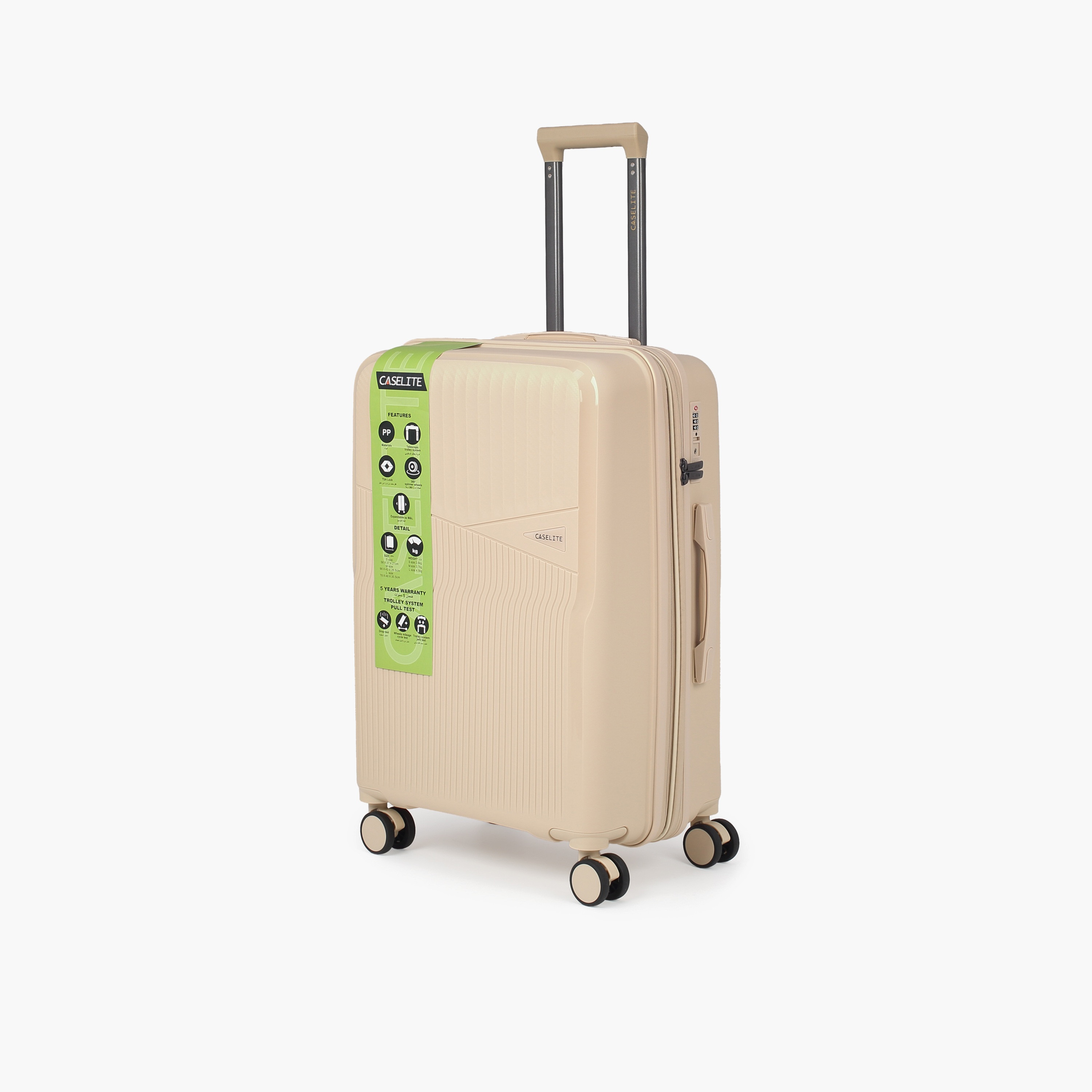 Caselite Textured Hardcase Luggage Trolley with Retractable Handle - 20 inches Check-In Bag-travel-luggagesandbags-luggage-image-13