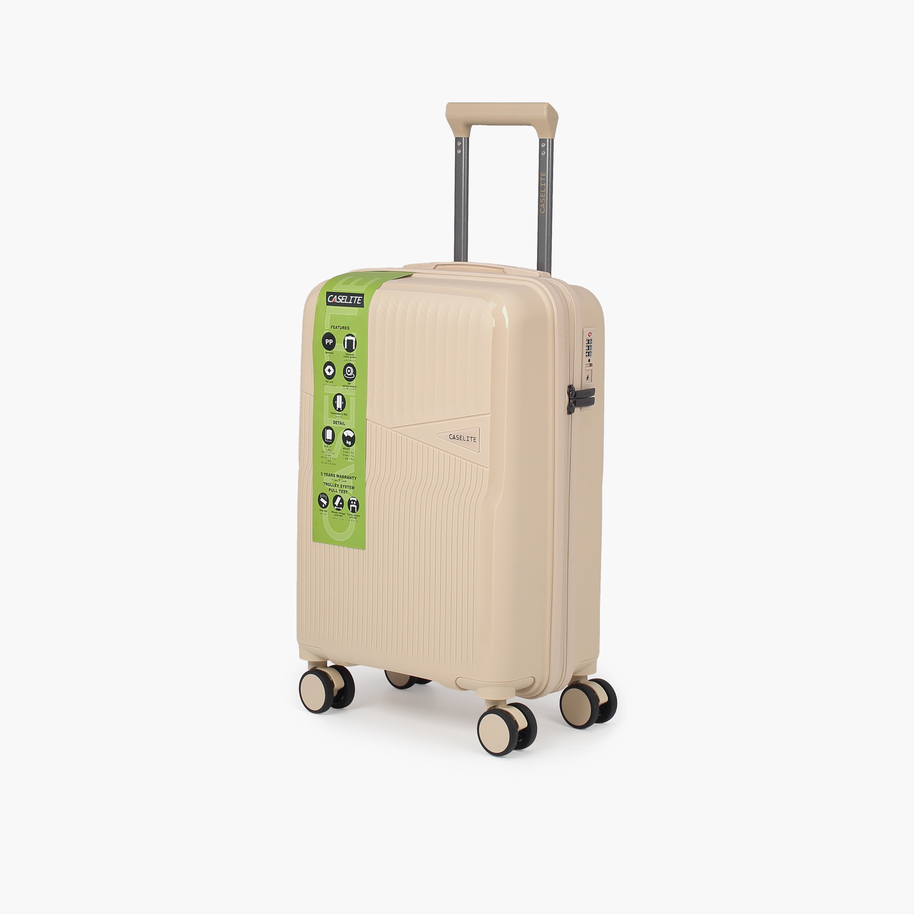 Caselite Textured Hardcase Luggage Trolley with Retractable Handle - 20 inches Check-In Bag-travel-luggagesandbags-luggage-image-2