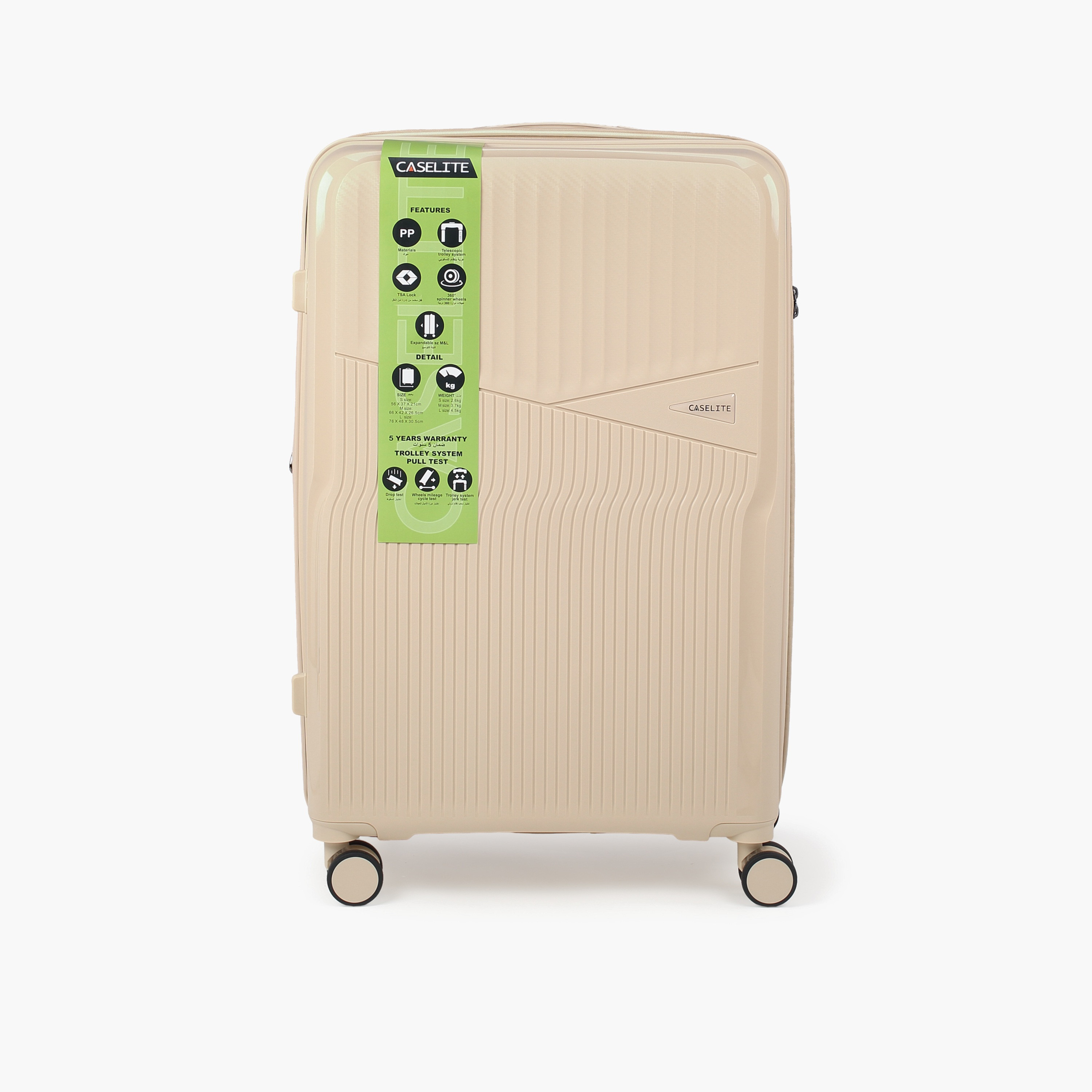 Caselite Textured Hardcase Luggage Trolley with Retractable Handle - 20 inches Check-In Bag-travel-luggagesandbags-luggage-image-3