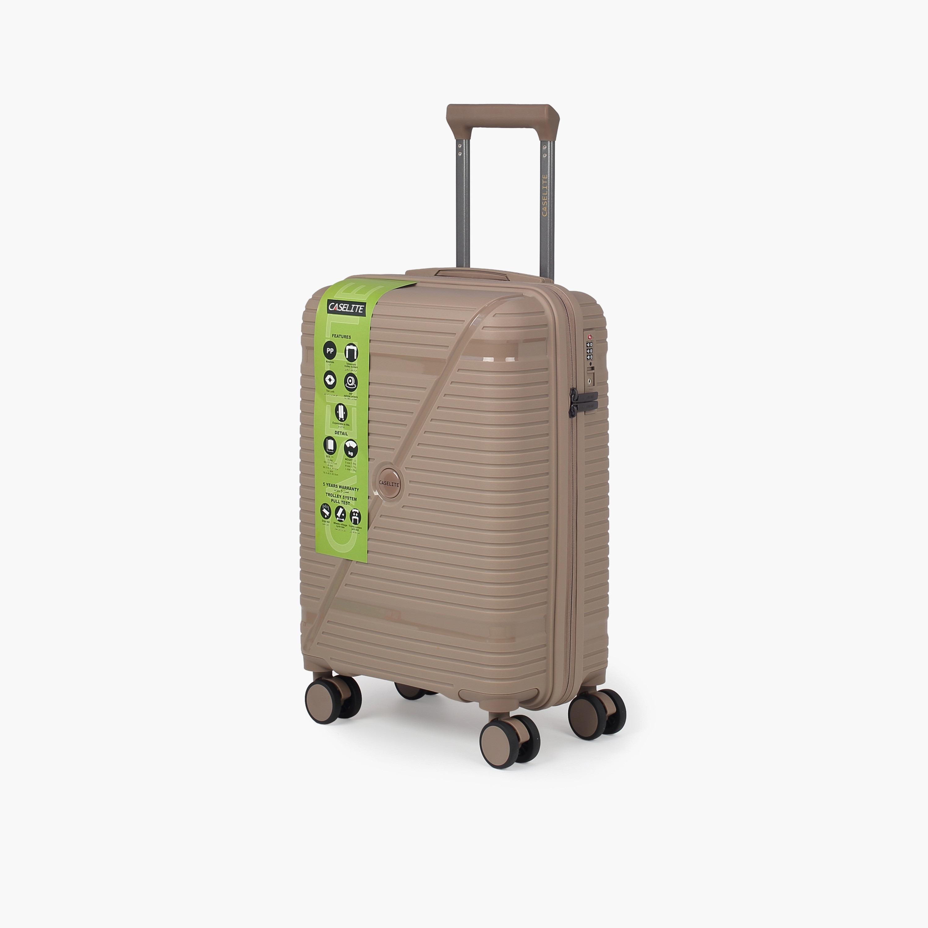 Caselite Textured Hardcase Luggage Trolley with Retractable Handle - 20 inches Check-In Bag-travel-luggagesandbags-luggage-image-2