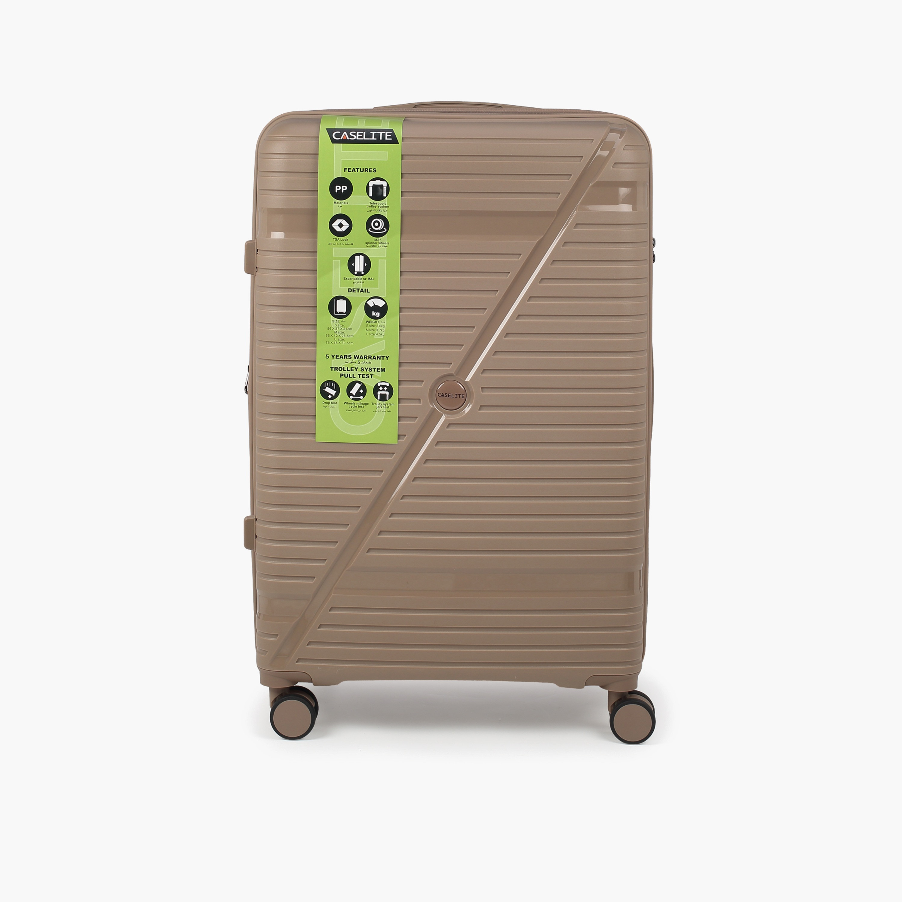 Caselite Textured Hardcase Luggage Trolley with Retractable Handle - 20 inches Check-In Bag-travel-luggagesandbags-luggage-image-3